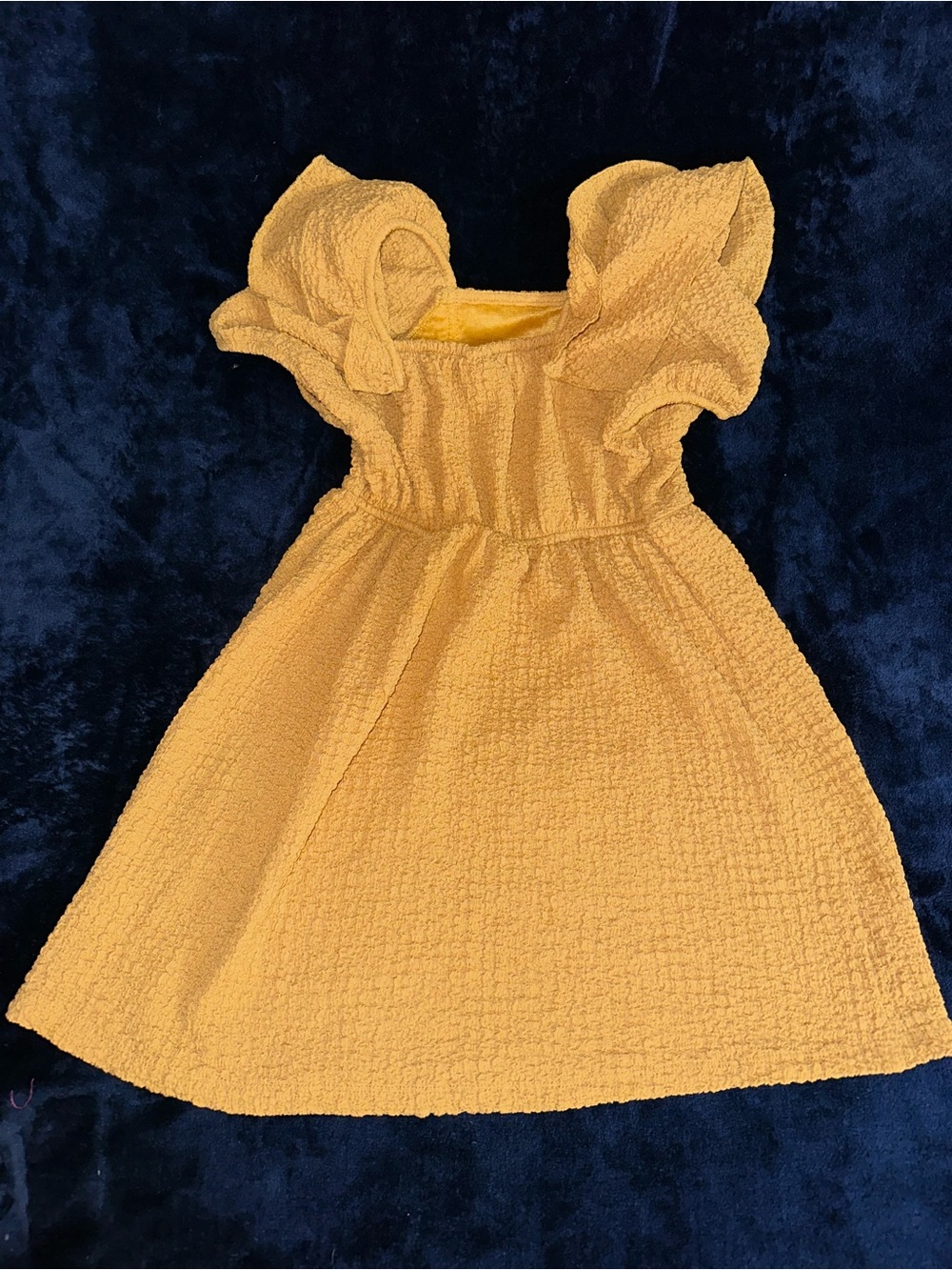 Sunshine Textured Ruffle Sleeve Dress for Girls